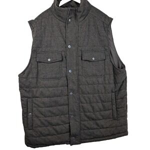 DIP WOOL BLEND FULL ZIP PUFFER VEST GRAY Snap Pockets NWT 2XL P10-23